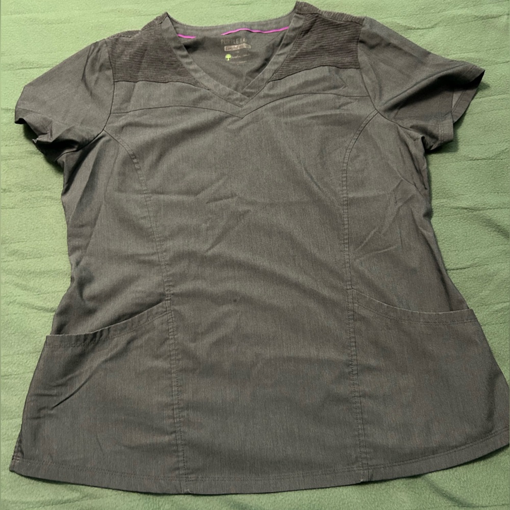 Grey Healing Hands Scrub Top